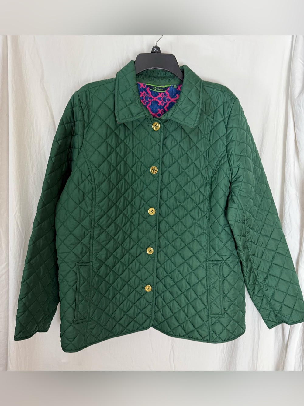 C. Wonder Forest Green Quilted Jacket with Gold Buttons